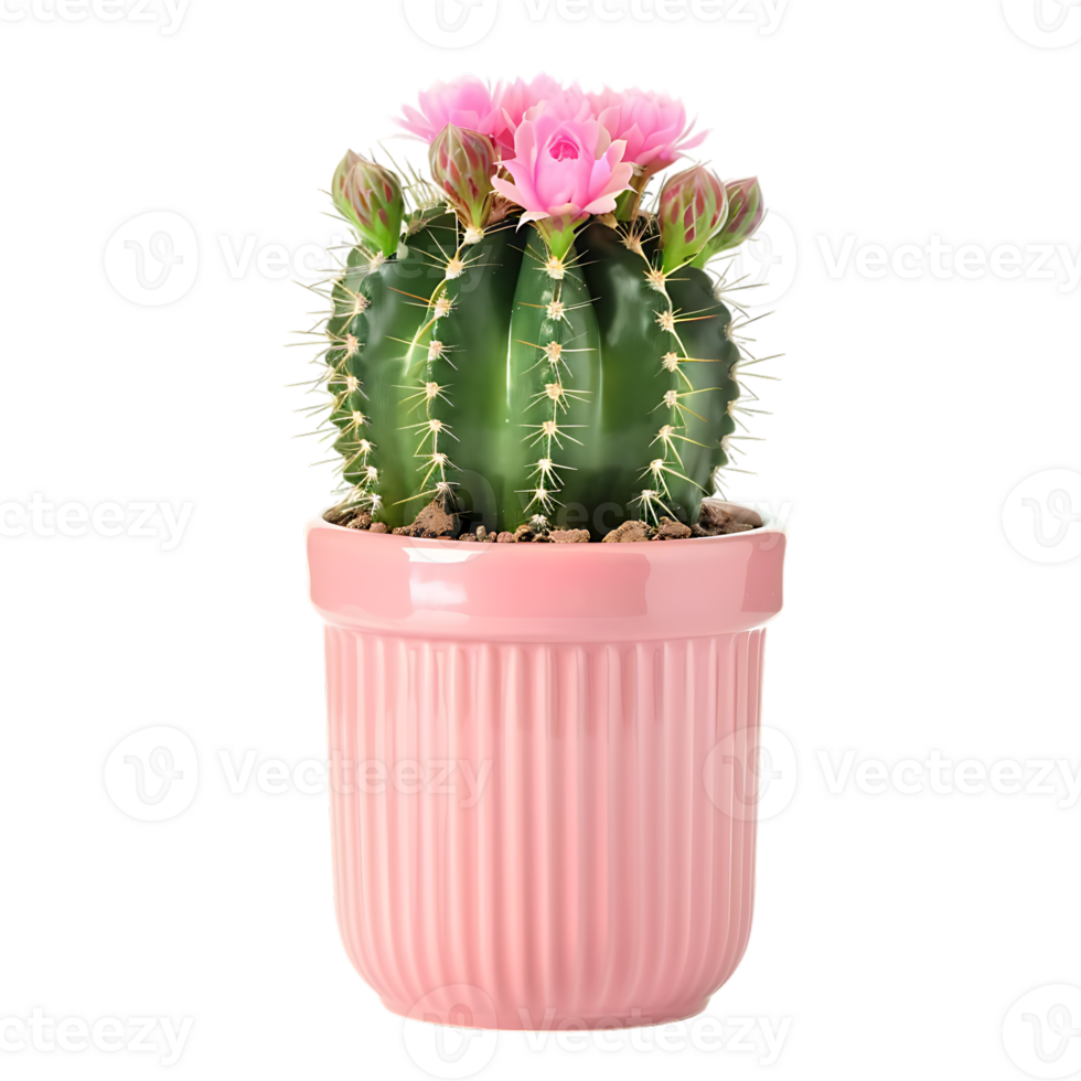 Pink flower pot with cactus or succulent with flower for the wedding or valentine s day png
