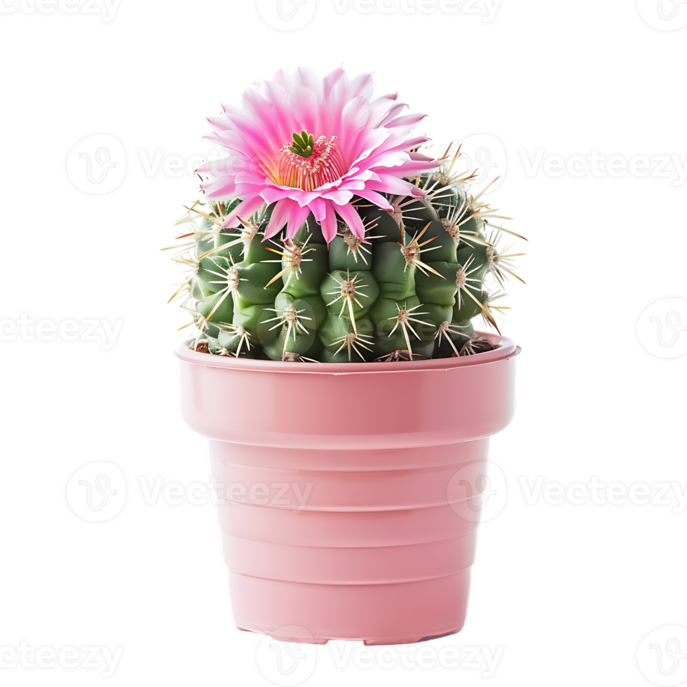 Pink flower pot with cactus or succulent with flower for the wedding or valentine s day png