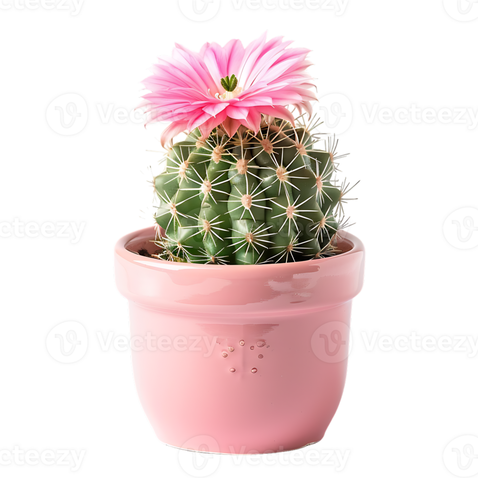 Pink flower pot with cactus or succulent with flower for the wedding or valentine s day png