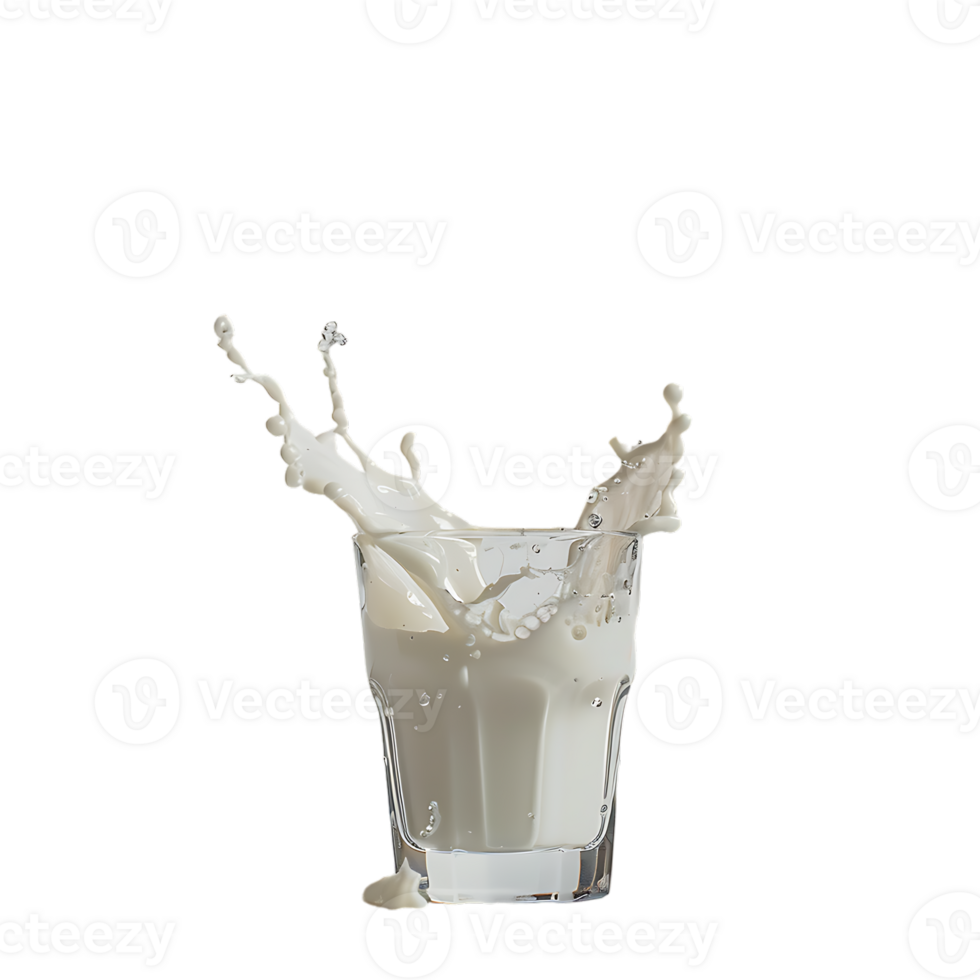 Splashing milk into glass against transparent background png