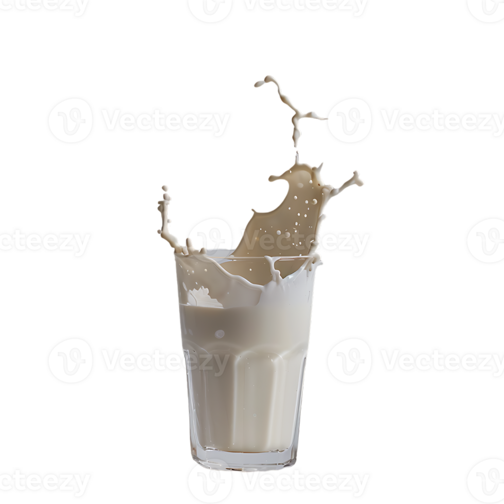 Splashing milk into glass against transparent background png