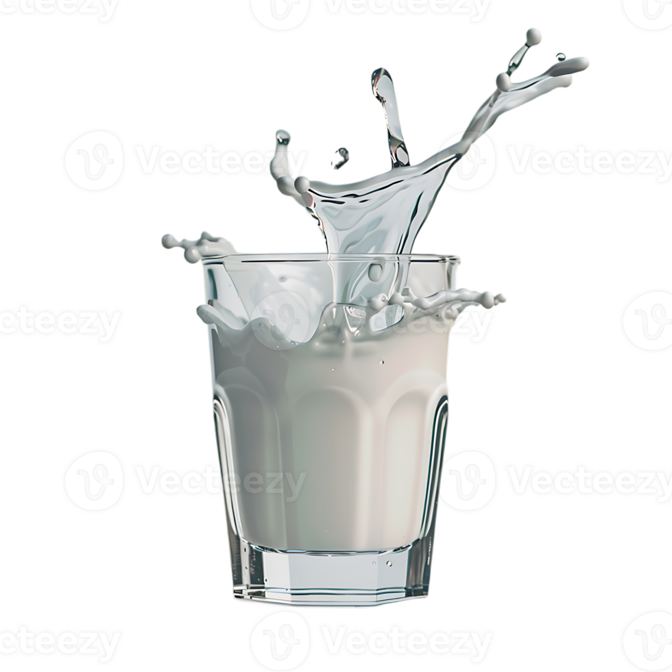 Splashing milk into glass against transparent background png