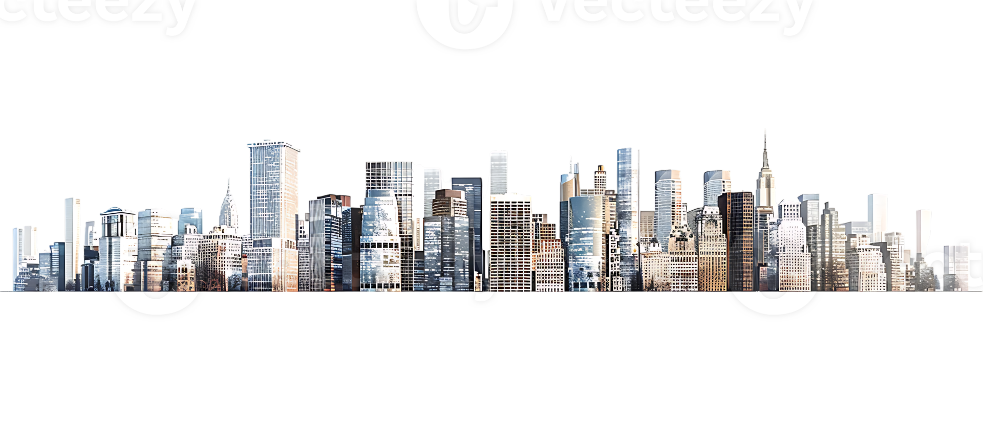 The skyline of a bustling city depicted in a striking 3D style emerges prominently png