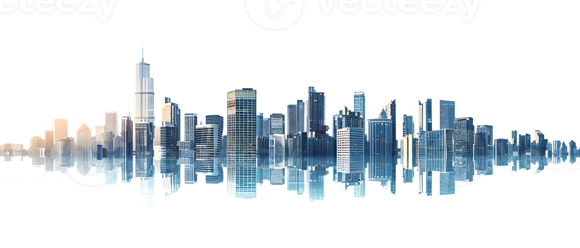 The skyline of a bustling city depicted in a striking 3D style emerges prominently png