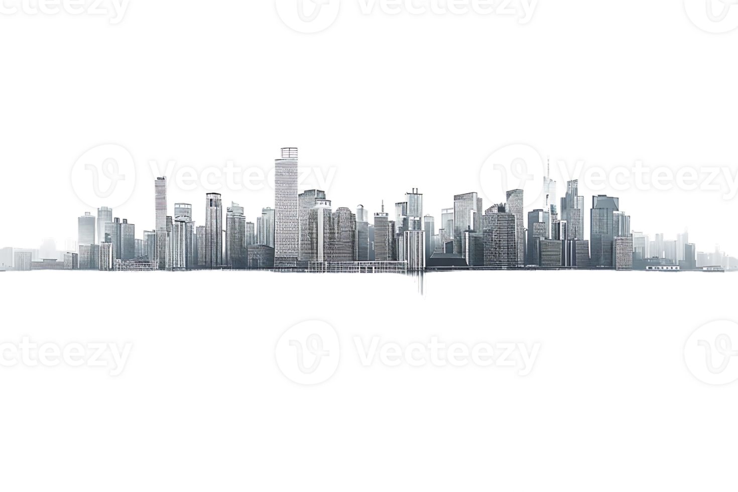 The skyline of a bustling city depicted in a striking 3D style emerges prominently png