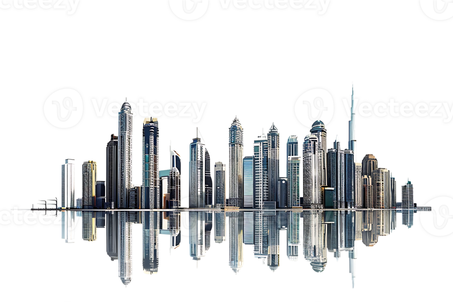 The skyline of a bustling city depicted in a striking 3D style emerges prominently png