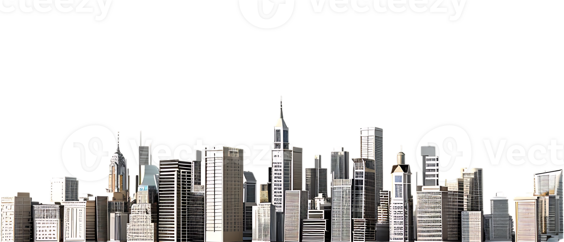 The skyline of a bustling city depicted in a striking 3D style emerges prominently png