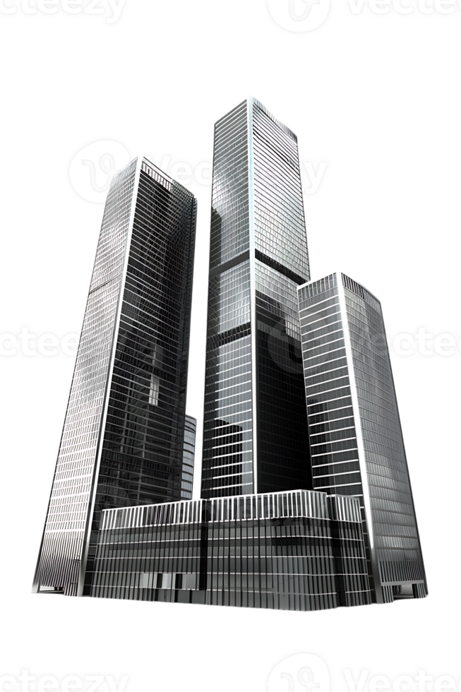 The skyline of a bustling city depicted in a striking 3D style emerges prominently png