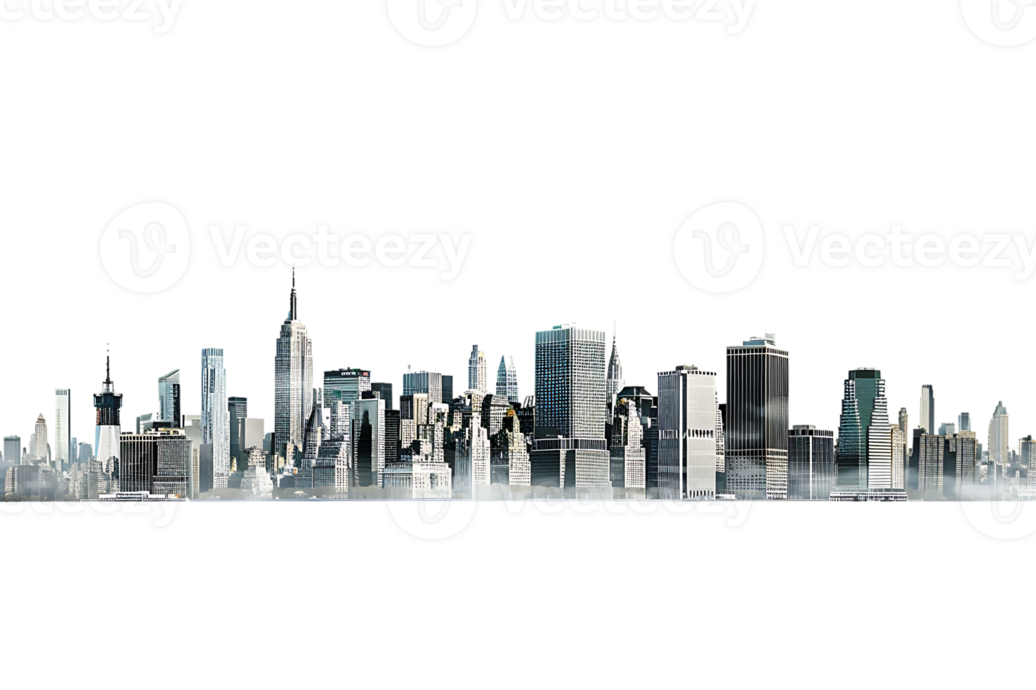 The skyline of a bustling city depicted in a striking 3D style emerges prominently png