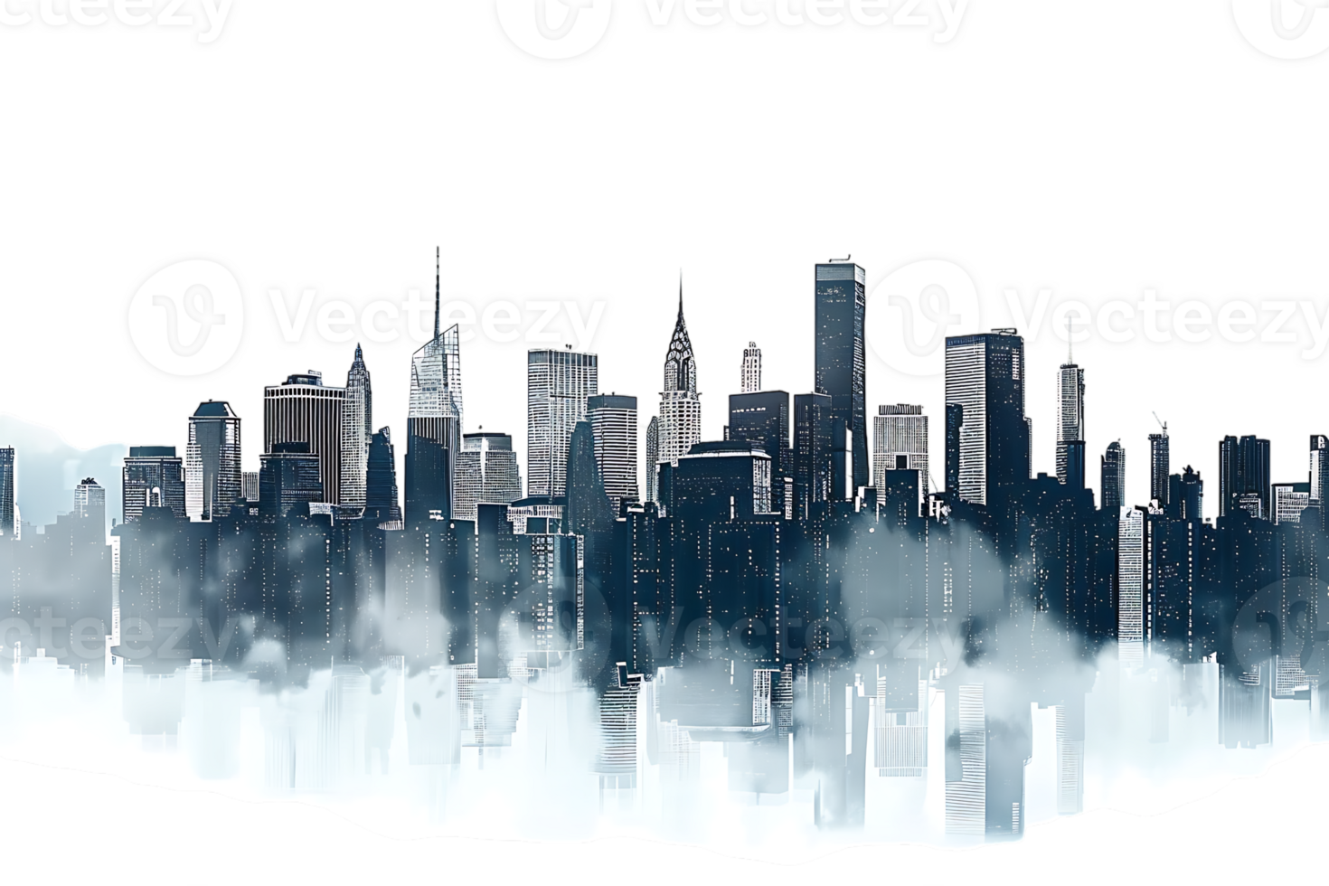 The skyline of a bustling city depicted in a striking 3D style emerges prominently png