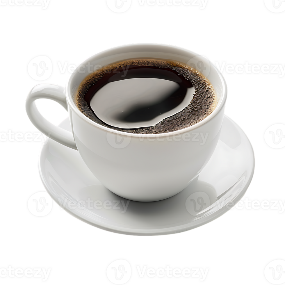 wit kop van zwart koffie geïsoleerd tegen transparant achtergrond png