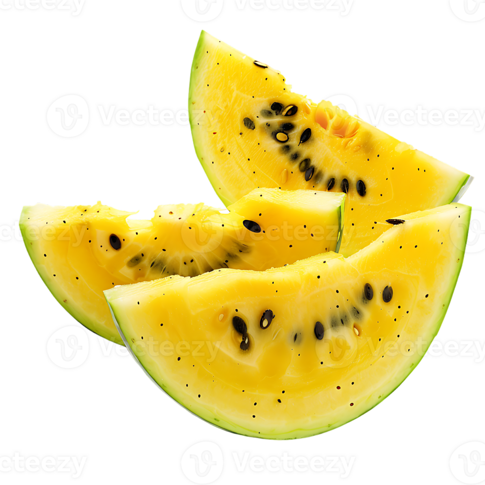 Yellow watermelon isolated against transparent background png