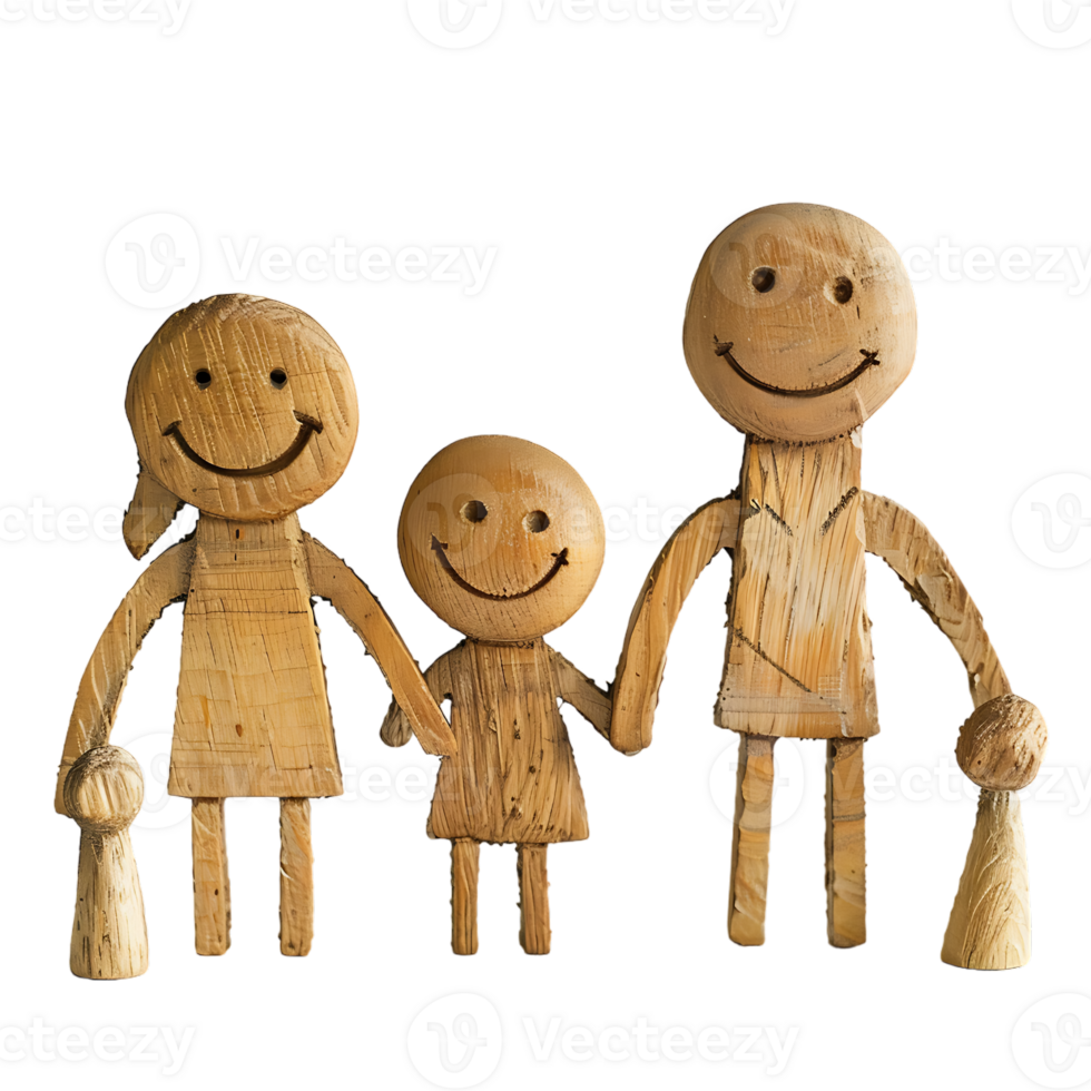 Stick figure family holding hands isolated on a transparent background png
