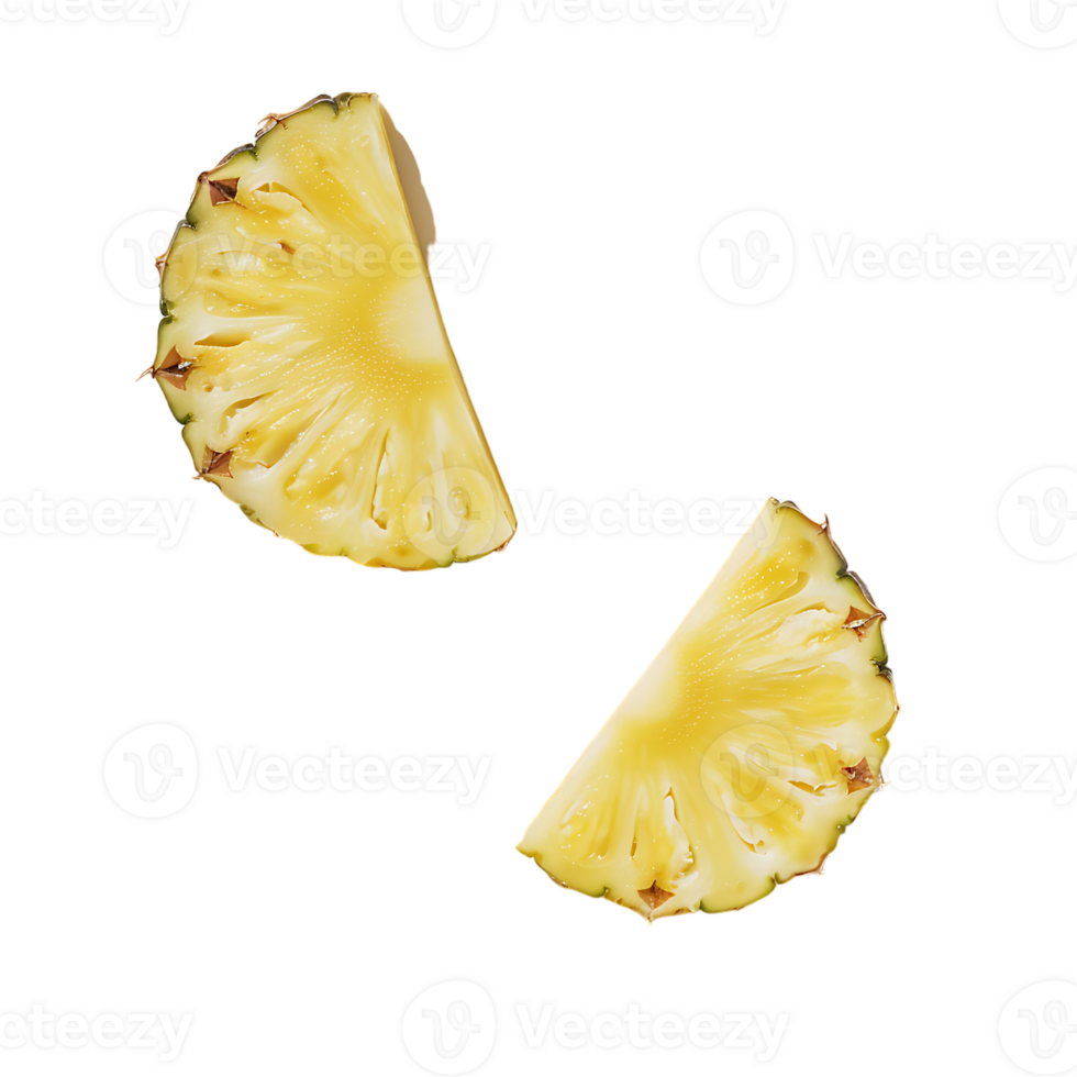 Two slices of pineapple isolated on a transparent background png