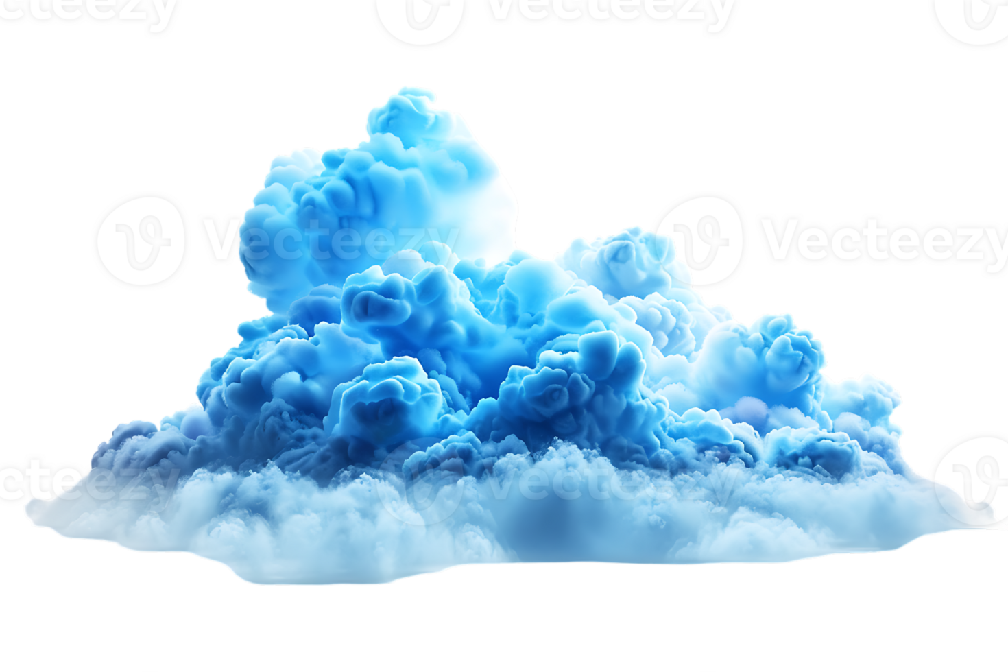 3D blue cloud isolated against a transparent background png