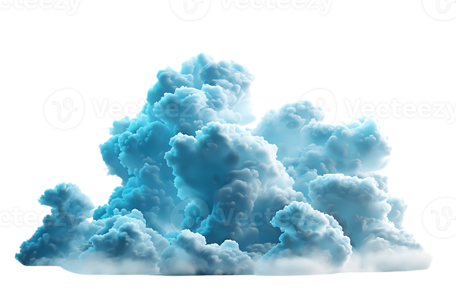 3D blue cloud isolated against a transparent background png