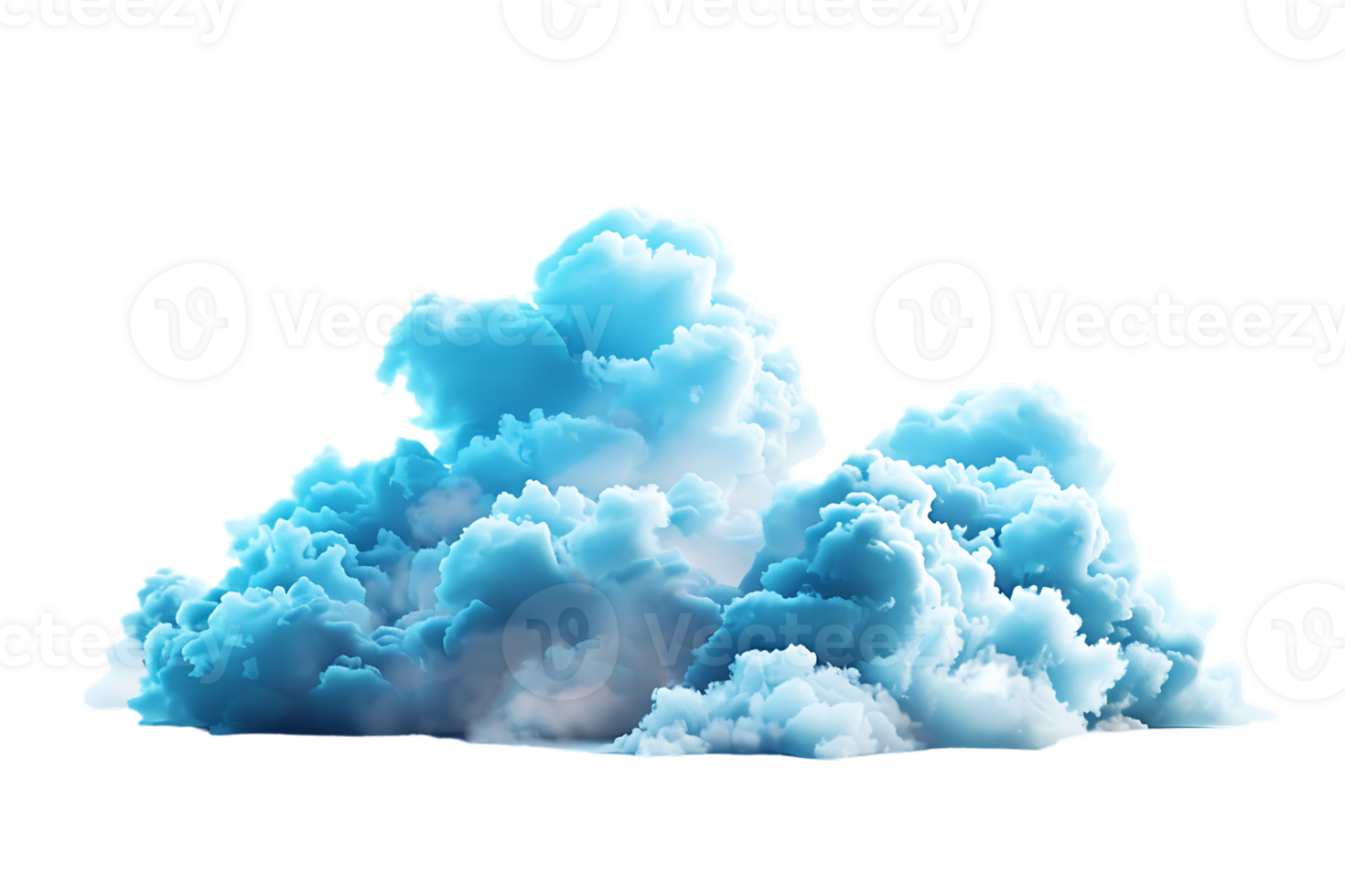3D blue cloud isolated against a transparent background png