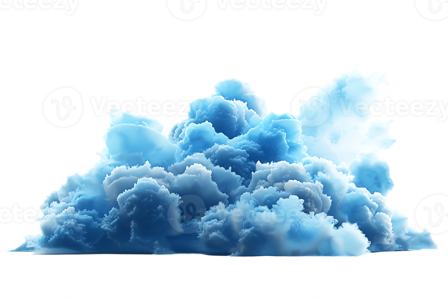 3D blue cloud isolated against a transparent background png