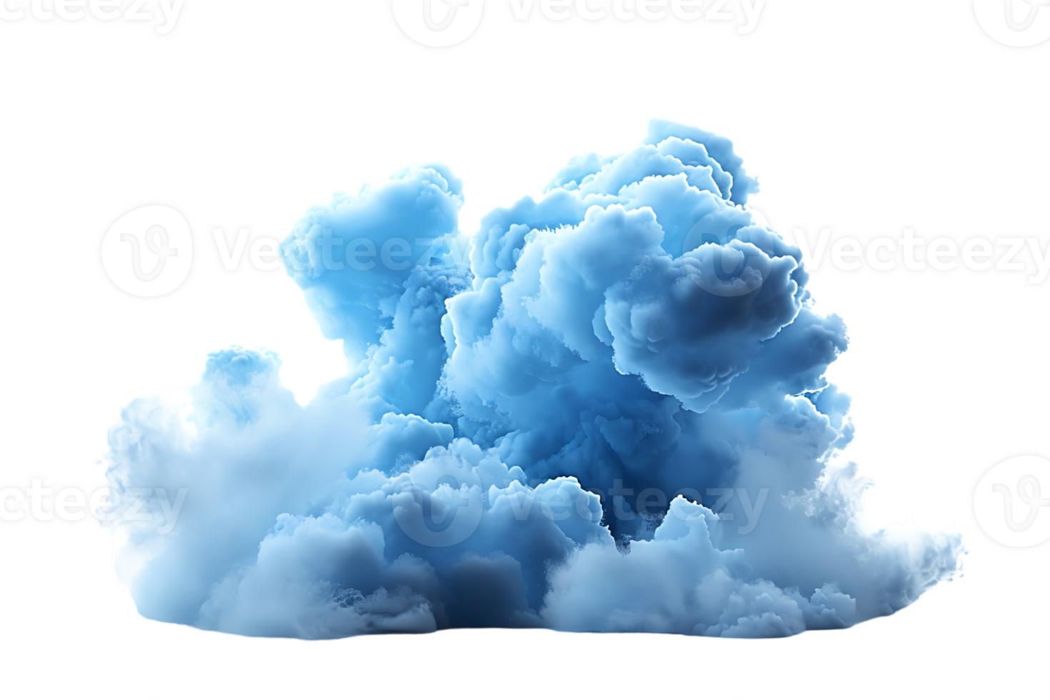 3D blue cloud isolated against a transparent background png