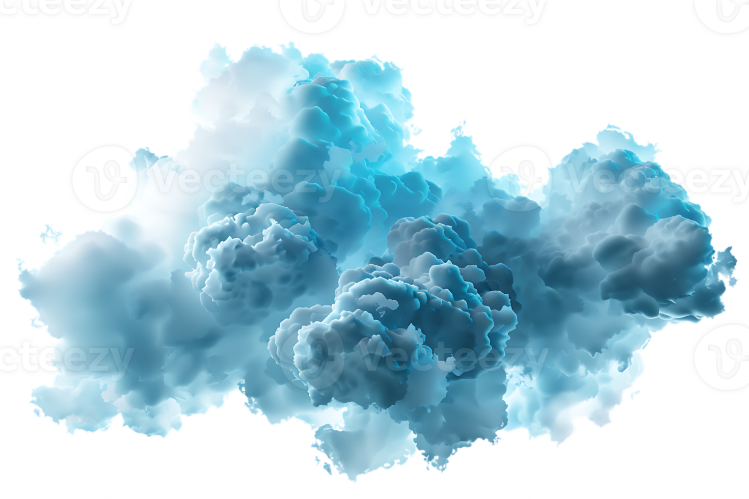 3D blue cloud isolated against a transparent background png
