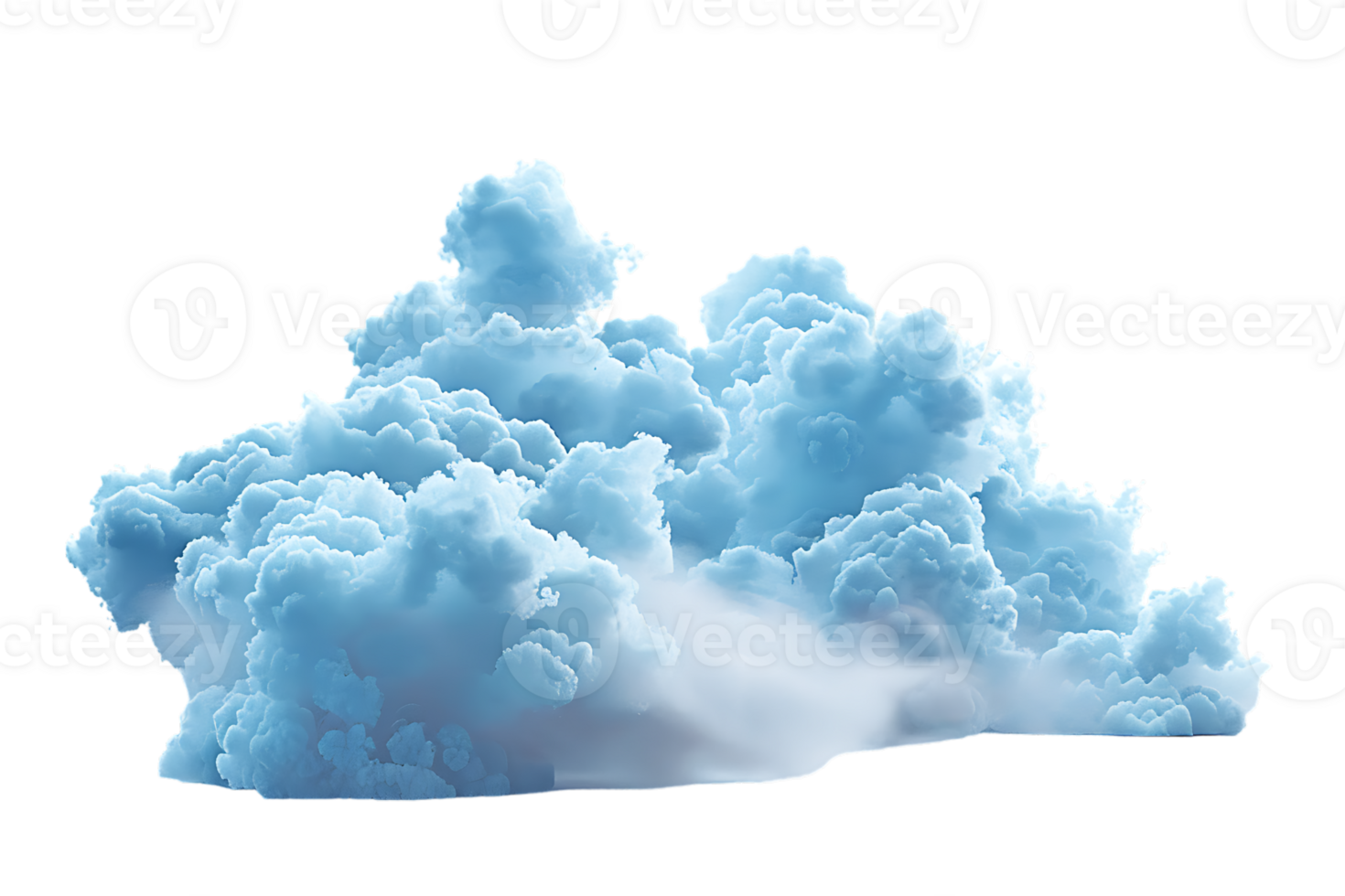 3D blue cloud isolated against a transparent background png