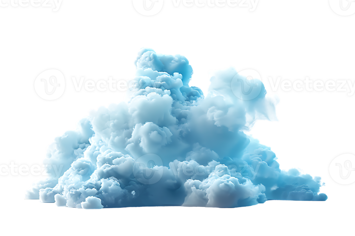 3D blue cloud isolated against a transparent background png