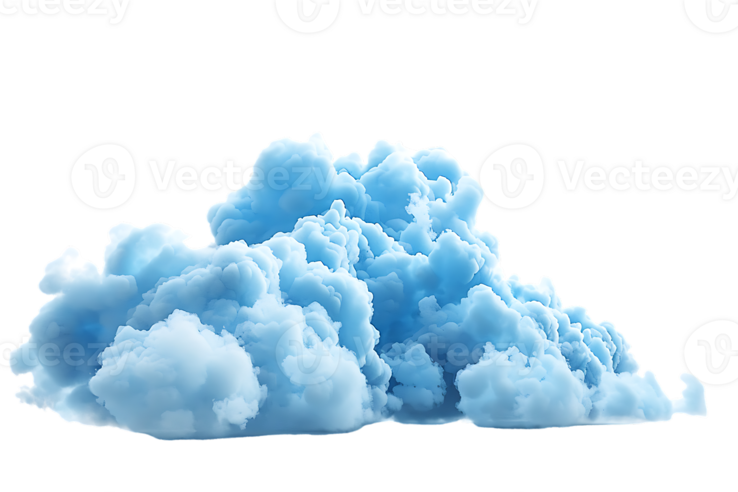 3D blue cloud isolated against a transparent background png