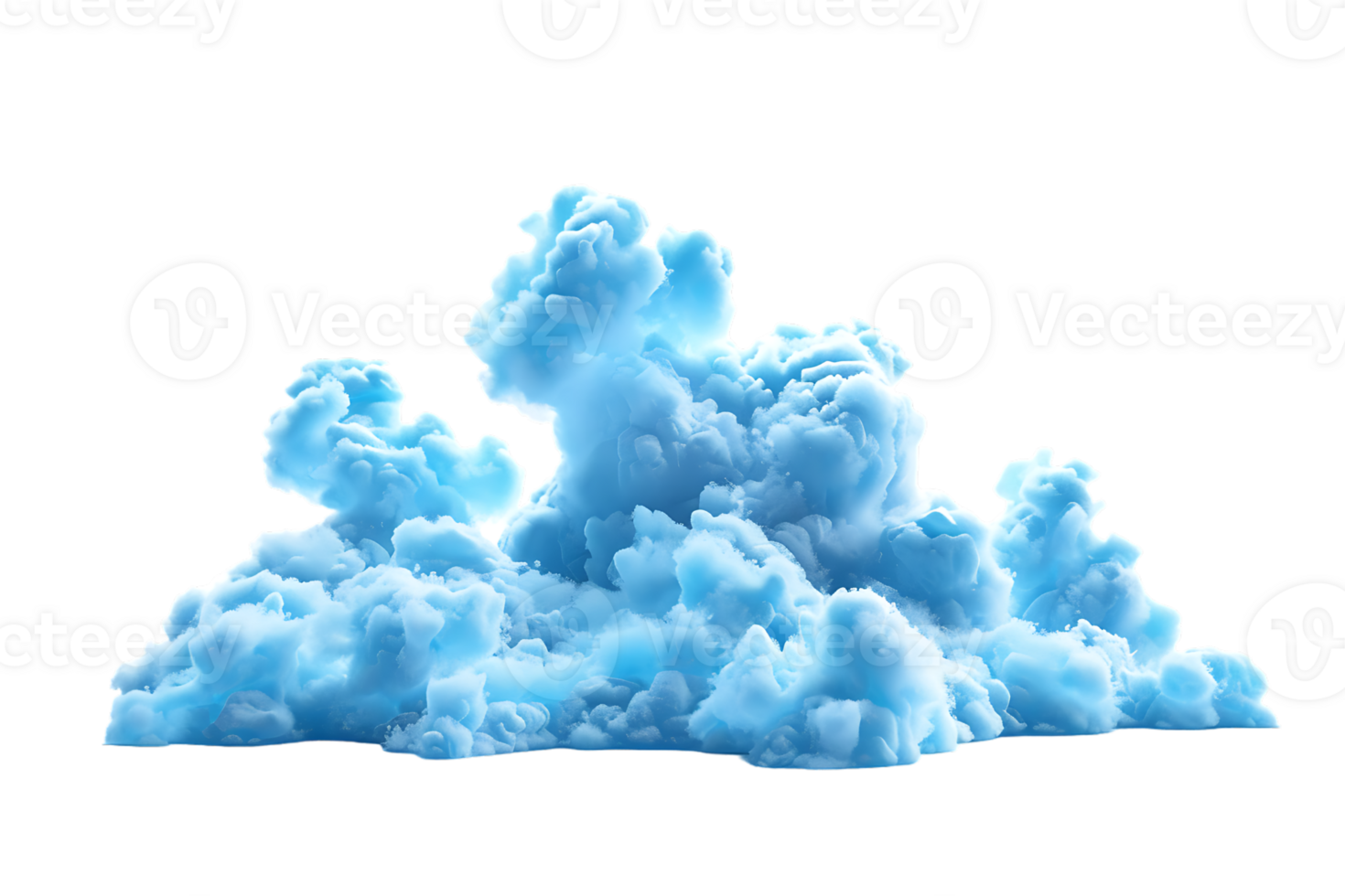 3D blue cloud isolated against a transparent background png