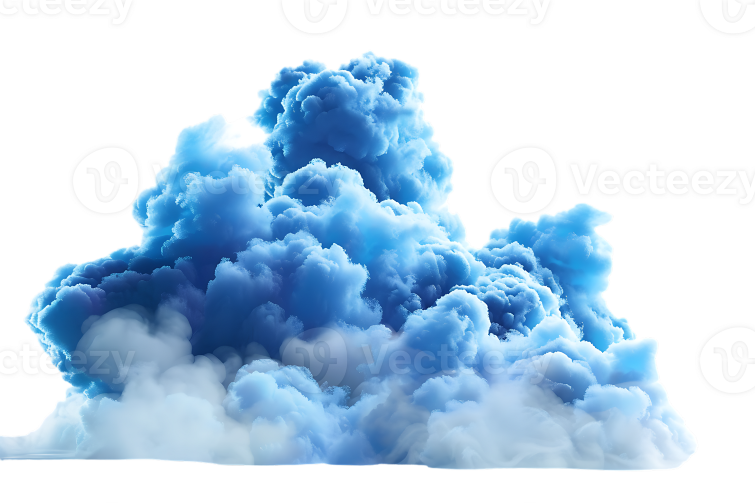 3D blue cloud isolated against a transparent background png