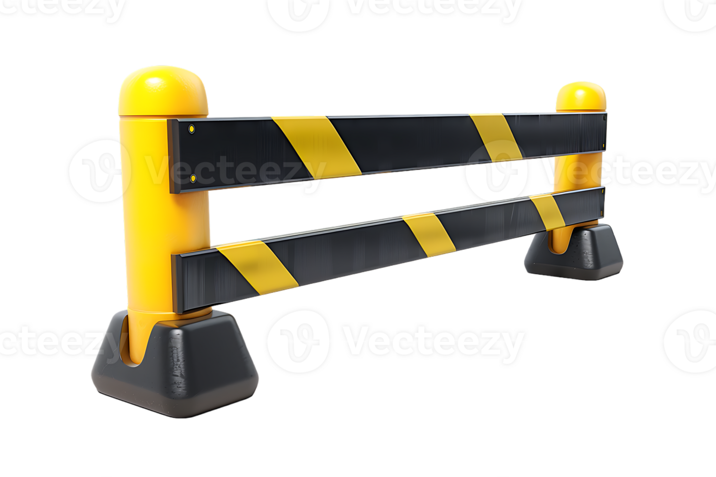 a yellow and black traffic barricade isolated against a transparent background png