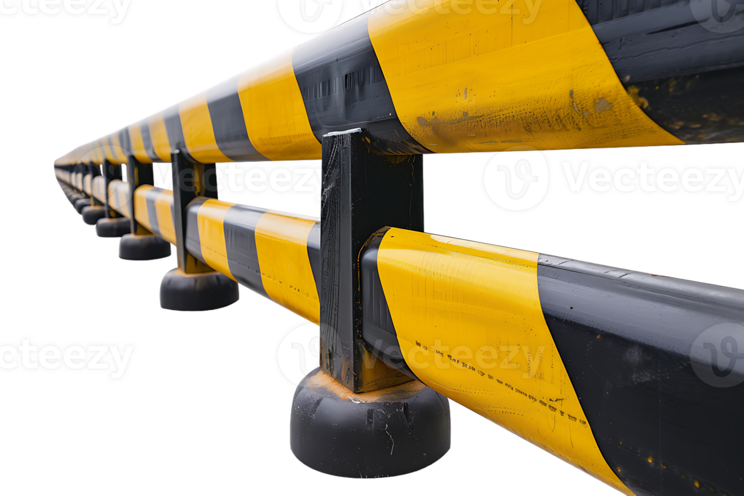 a yellow and black traffic barricade isolated against a transparent background png