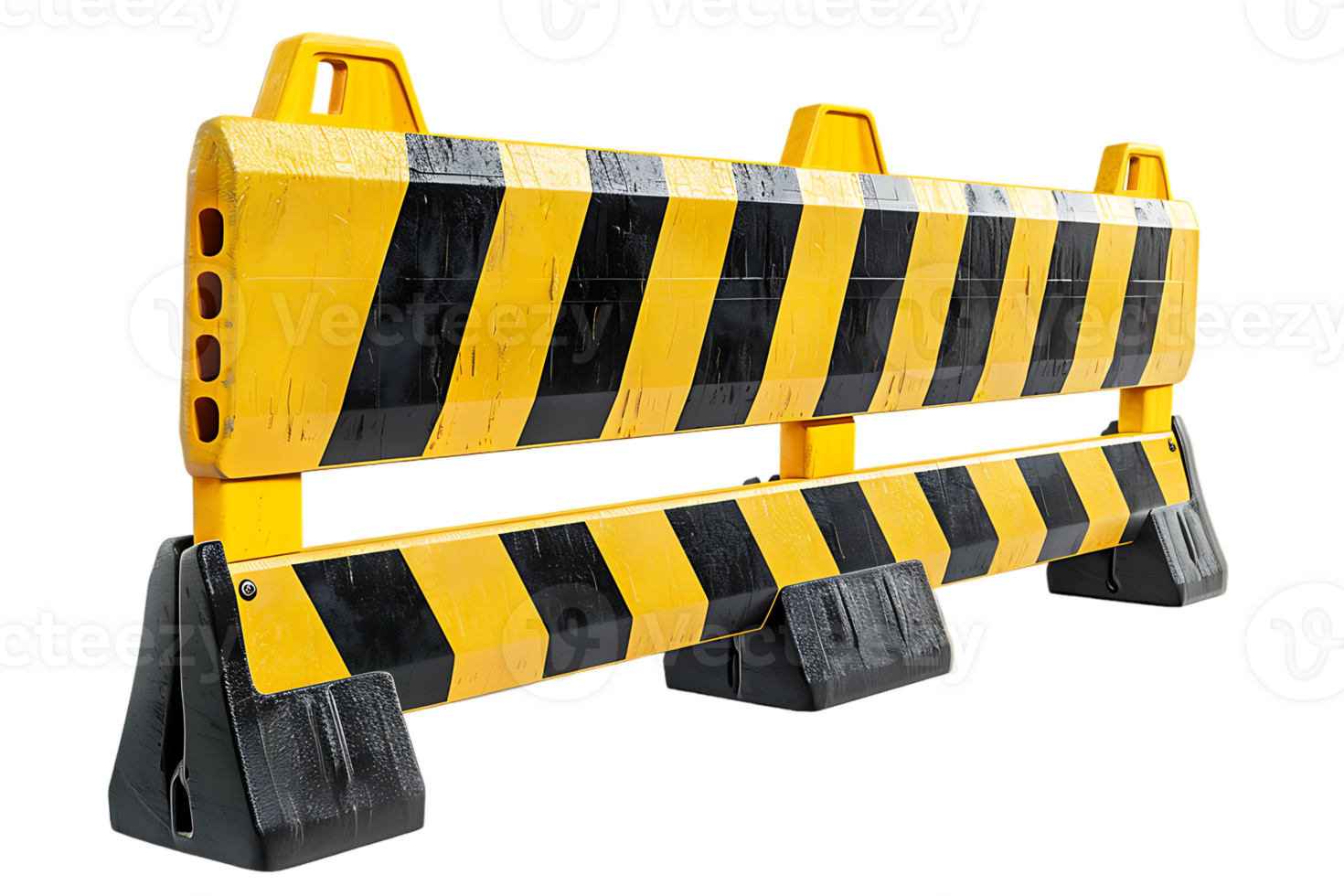 a yellow and black traffic barricade isolated against a transparent background png