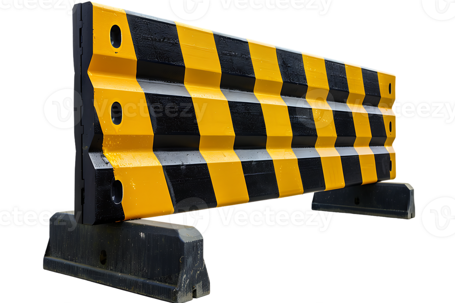 a yellow and black traffic barricade isolated against a transparent background png