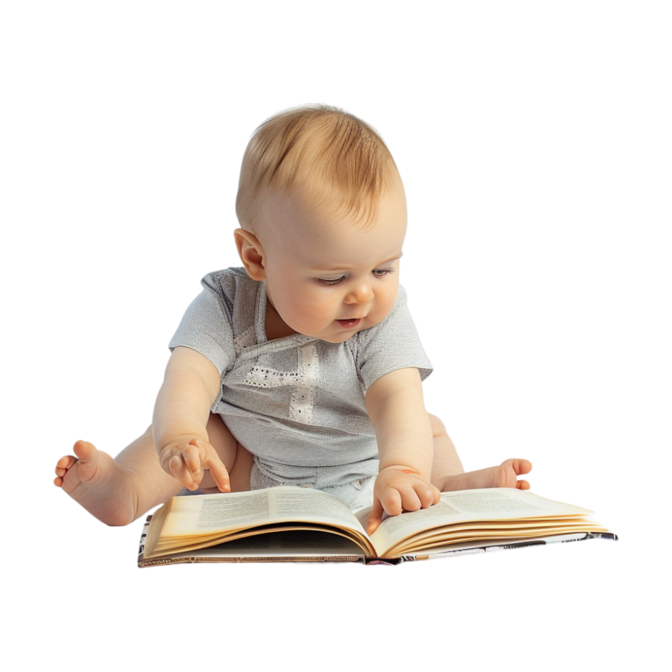 Baby Reading Book on Transparent Background png