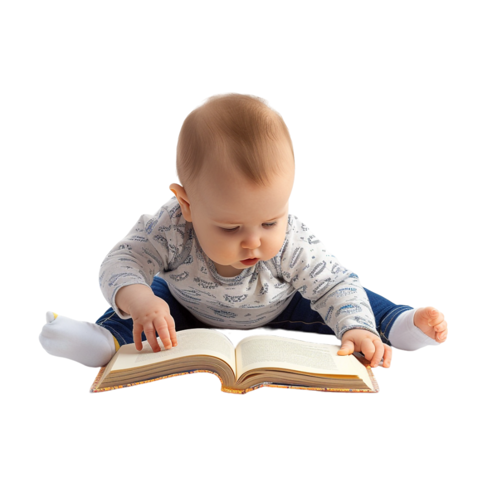 Baby Reading Book on Transparent Background png