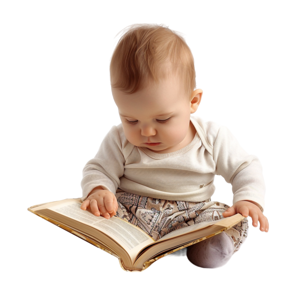 Baby Reading Book on Transparent Background png