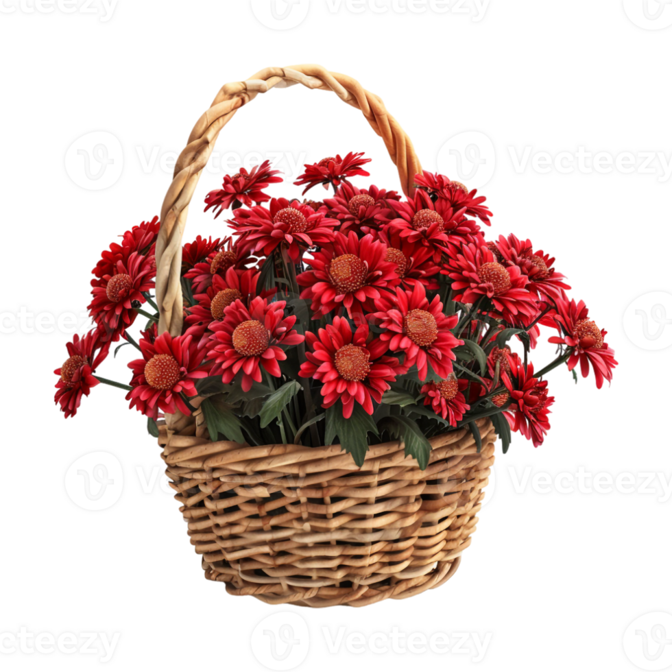 Dahlia pinnata Plant in a Basket on Transparent Background png