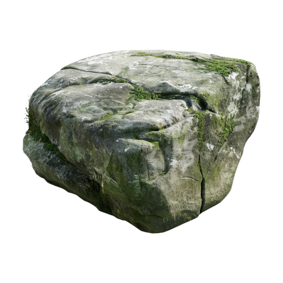 Rock with moss on Transparent Background png