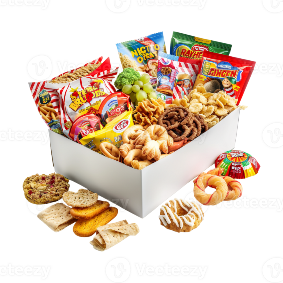 Different Kind of Cookies in a Box on Transparent Background png
