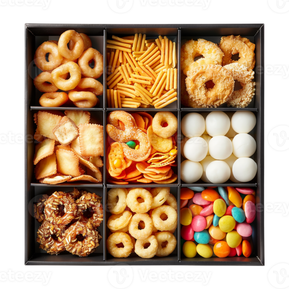 Different Kind of Cookies in a Box on Transparent Background png