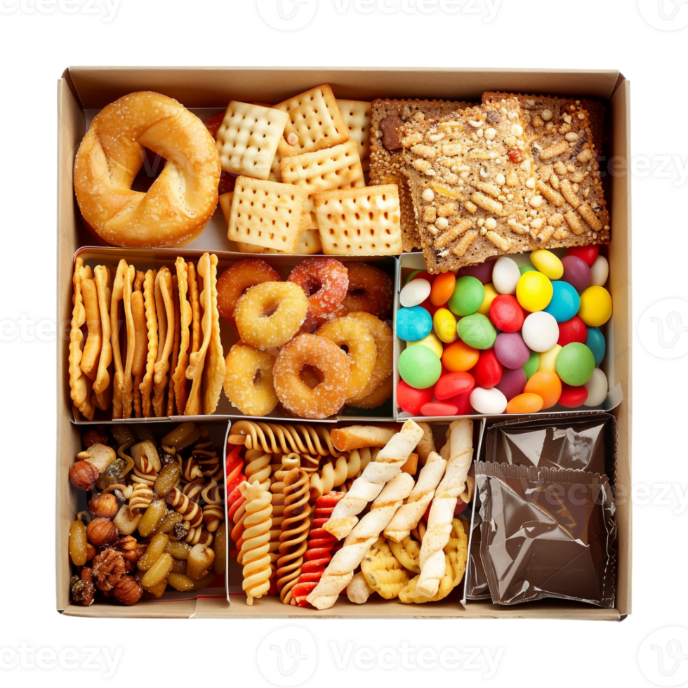 Different Kind of Cookies in a Box on Transparent Background png