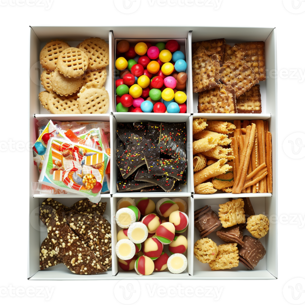 Different Kind of Cookies in a Box on Transparent Background png