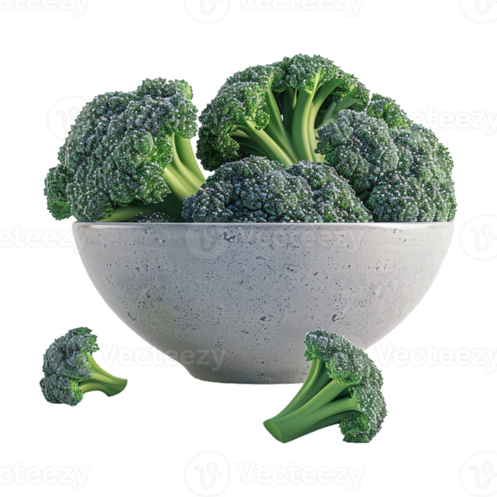 Broccoli in a Bowl on Transparent Background png
