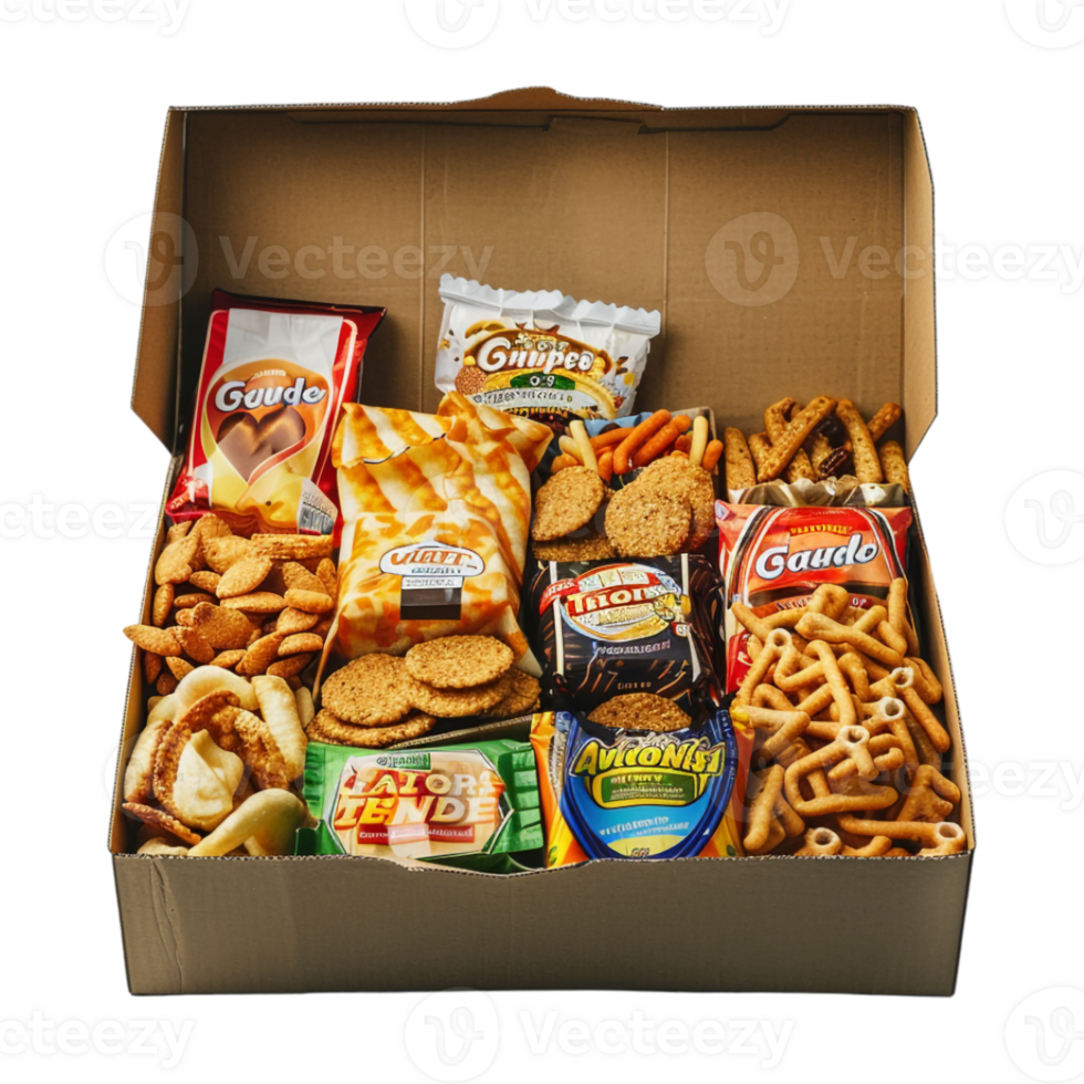 Different Kind of Cookies in a Box on Transparent Background png