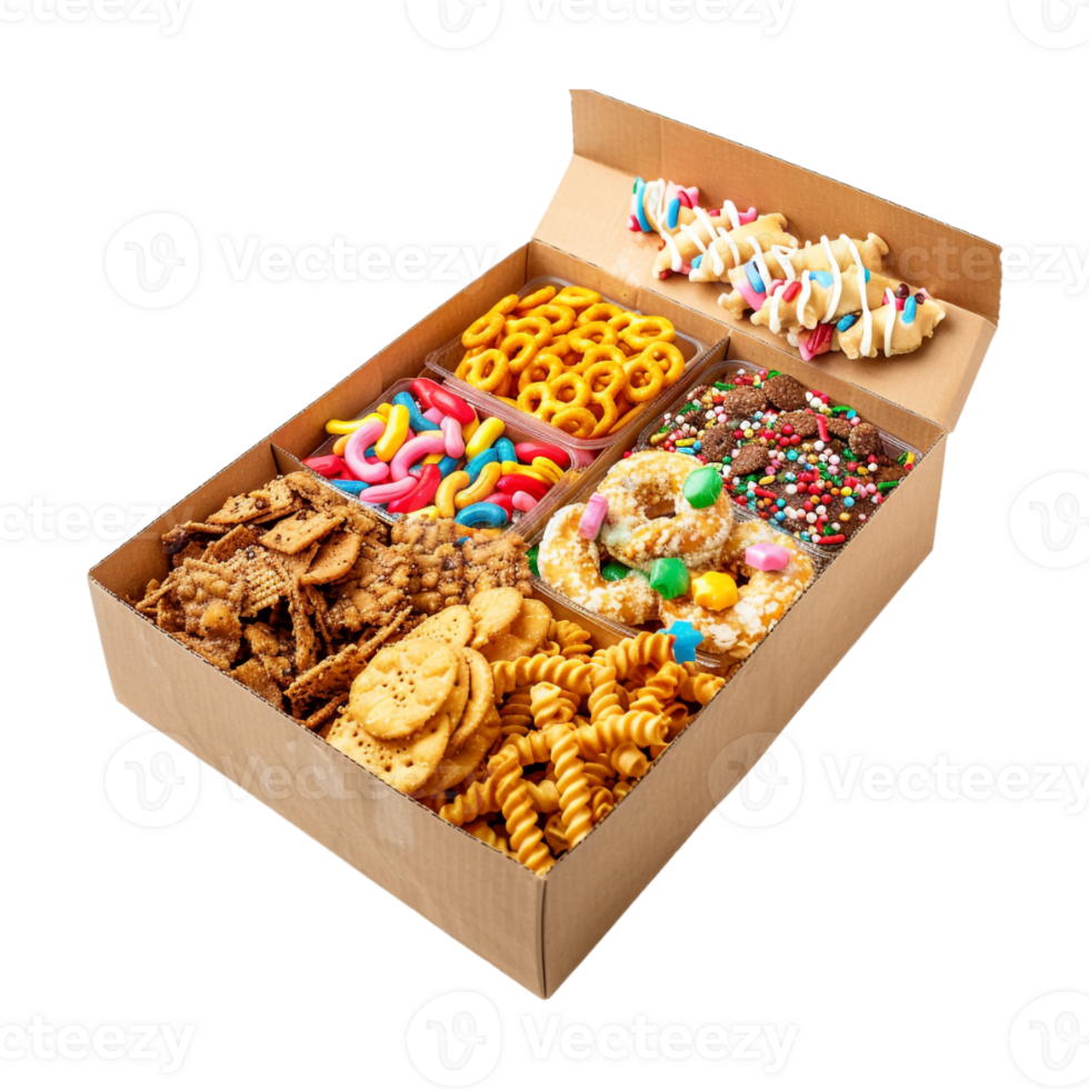 Different Kind of Cookies in a Box on Transparent Background png