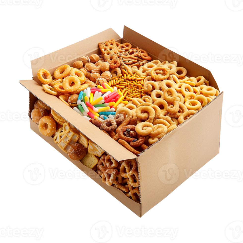 Different Kind of Cookies in a Box on Transparent Background png