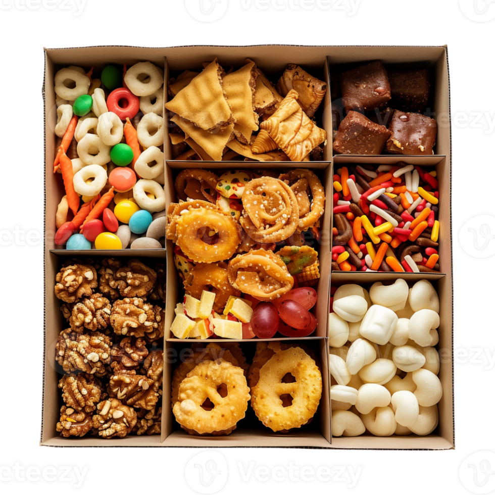 Different Kind of Cookies in a Box on Transparent Background png