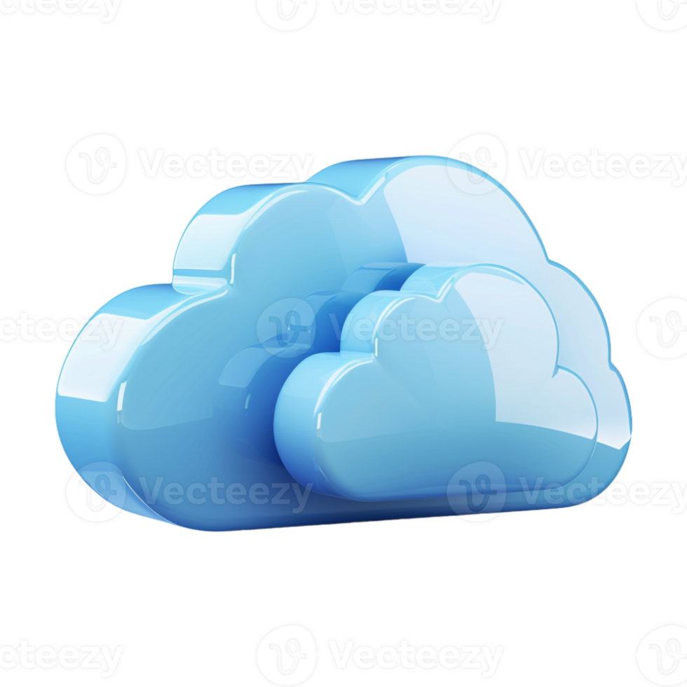 3D Cloud Storage Icon on Transparent Background png