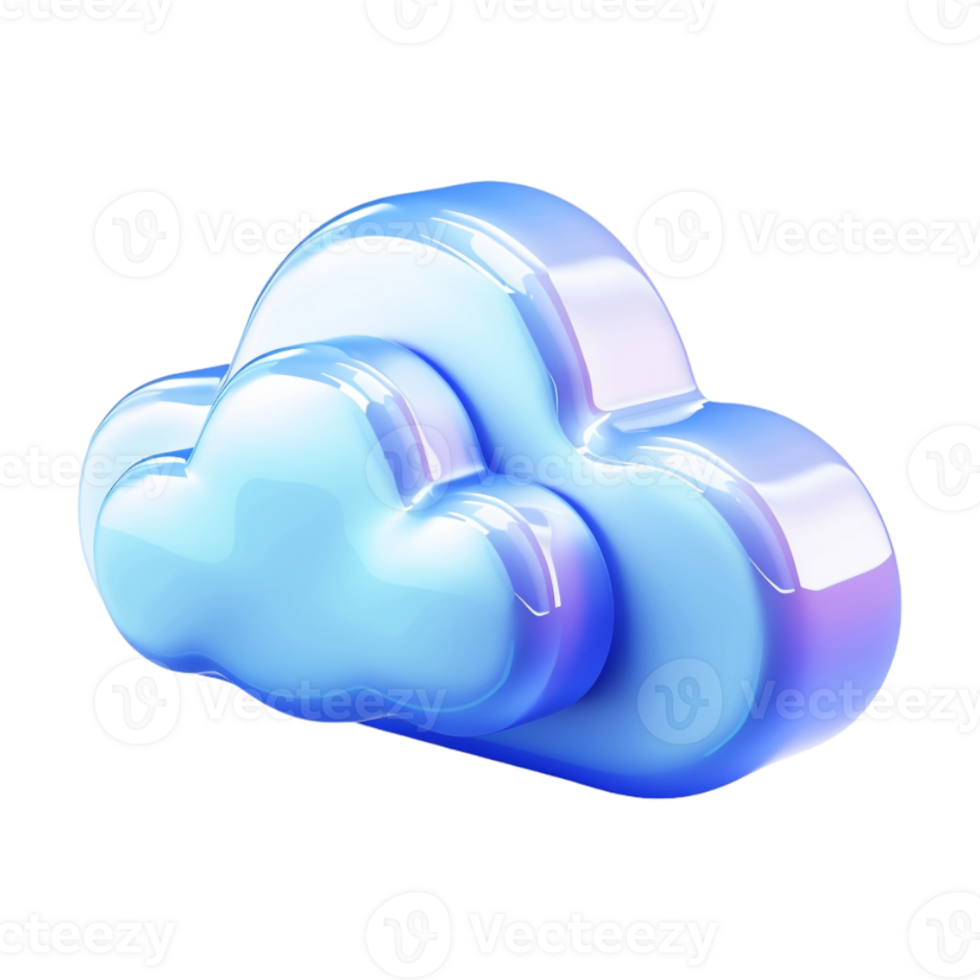 3D Cloud Storage Icon on Transparent Background png