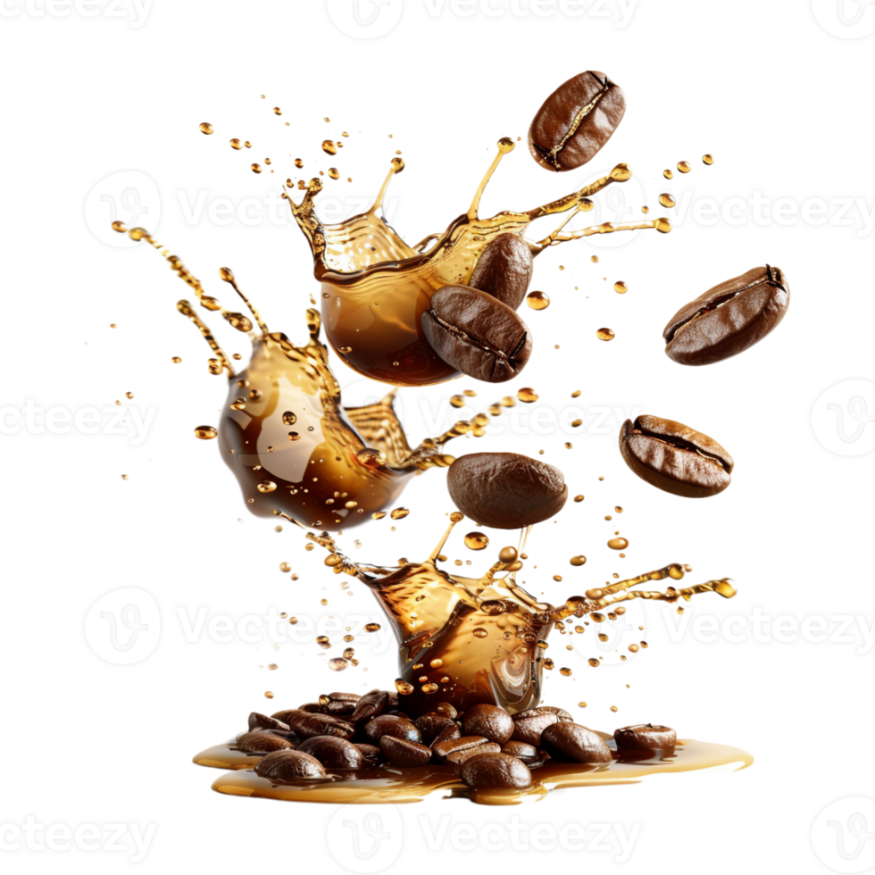 Coffee Beans Splash on Transparent Background png